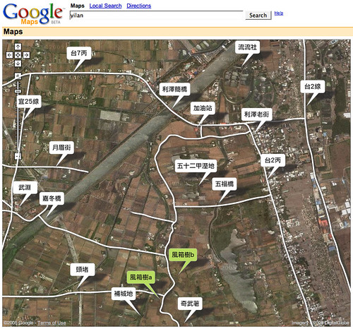 google map：五十二甲風箱樹位置圖（東側）