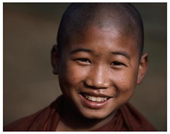 young smiling monk, lahe, nagaland