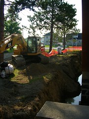 For about a week we had an eight foot trench dug along the front of the building.