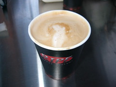 Martha's first latte!